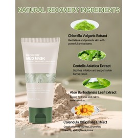 Erinde Recovery Mud Mask - Korean Wash Off Clay Mask for Face & Body, Hydrating & Moisturizing, Deep Pore Cleanser, Oil Control & Pore Minimizer, 2.54 fl oz