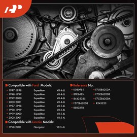 A-Premium Engine Serpentine Drive Belt Compatible with Ford Expedition 1997-2001 & Lincoln Navigator 1998-2001, V8 4.6L 5.4L - Replace 84423385