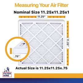 Filter King 11.25x11.25x1 Air Filter | 6-PACK | MERV 13 | HVAC Pleated AC Furnace Filters | MADE IN USA | Actual Size: 11.25 x 11.25 x .75"