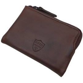 myledershop Cowhide Leather Wallet with RFID & NFC Protection, brown, Modern