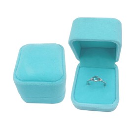 ximai 2 Pack Velvet Ring Box Classic Single Ring Gift Case for Bridal or Lovers ，Earring Jewellery Storage Case Suitable for Proposal Engagement Wedding Birthday (Sky Blue)