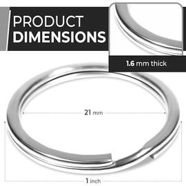 Stainless Steel Key Rings 10 Pieces of 1-inch Key Rings Flat Split Keychain Bulk Heavy Duty Strong Keyring for Car Home Large Metal Dog Ring Tag Lanyards School Office DIY