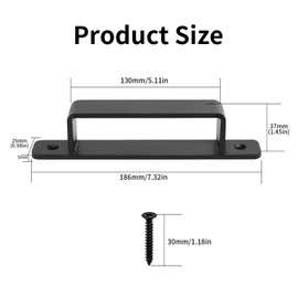 SiGuLiKeJi Pack of 2 Door Handles, Black, Cast Iron Door Handles, Furniture Handles, Cabinet Handles, Black Vintage, Sliding Door Handles for Outdoor Indoor Wardrobe, Heavy Handles, 186 mm