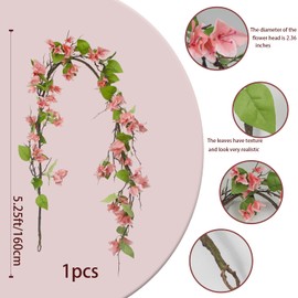 CITYES Artificial Bougainvillea Flowers Garland Silk Bougainvillea Vines UV Resistant Realistic Faux Hanging Flowers Plants for Outdoor Outside Summer Decor Porch Patio Balcony Yard Wall Flesh Pink