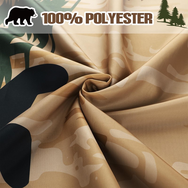 Drydiet 4 Pcs Rustic Cabin Bear Shower Curtain Set Wild