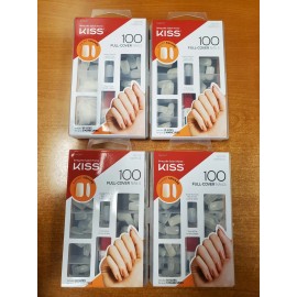 Kiss 4 Pack: KISS 100 Full-Cover Nails Kit Short Length Short Square (0195) W4C