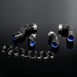 PIT66 Silicone Intercooler Boost Hose Kit,Compatible with Vw Golf GTI MK5 MKV FSI 2.0T Turbo Black with Clamps