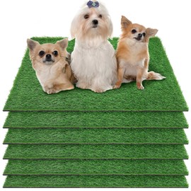 Amylove 6 Pcs Puppy Artificial Grass Pee Pads 14'' x 18" Fake Grass Turf for Dogs Washable Artificial Grass Rug Pet Potty Training Fake Grass Patch Mat with Drainage Hole for Outdoor Indoor Garden Use