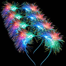 Juexica 4 Pcs Light up Cat Ears Headband LED Kitty Rave Color Change for Women Girls Party Decorations (Neon Colors)