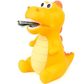 Lakpopya Dinosaur Piggy Bank for Kids, Large Dinosaur Money Box for Girls and Boys Safe PVC for Kids Room Decoration/Gift/Toy/Christening Gift (Yellow, Sitting)