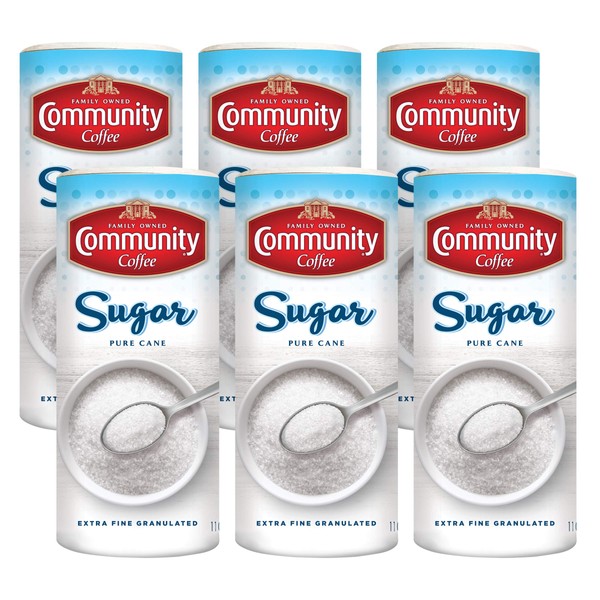 Community Coffee Extra Fine Granulated Sugar, 16 Ounces (Pack of 6)