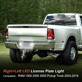 DouMmantn LED License Plate Light Compatible with RAM 1500 2500 3500 Pickup Truck 2003-2018, for Ram 1500 Classic 2019-2020, 6500K White Tag Light Assembly Replacement, Smoked Lens, 2PCS