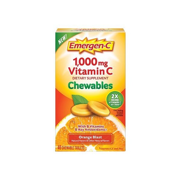 Emergen-C 1000 mg Vitamin C Chewables, Orange Blast 40 ea Pack of 3