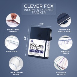 Clever Fox Income & Expense Tracker – Accounting & Bookkeeping Ledger Book for Small Business – 1-Year Record Notebook, A5 (Dark Blue)