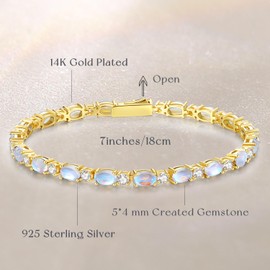 FANCIME Moonstone Tennis Bracelet, 14K Gold Plated June Birthstone Tennis Bracelets for Women, Fine Jewellery Mothers Day Christmas Birthday Gift for Women Girls