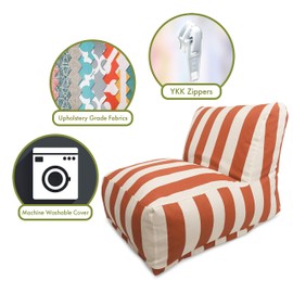 Majestic Home Goods Burnt Orange Vertical Strip Bean Bag Chair Lounger