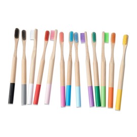 FRCOLOR 4pcs Bamboo Toothbrushes for Adults Soft Bristles Wooden Handles Blue Toothbrushes