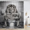 LKFBSC Funny Lion Shower Curtain, Funcy Humor Leo Animal on