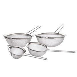 GRAEWE Kitchen Sieve Set Sizes 8 / 12 / 18 / 20 cm with Rim 4 Pieces