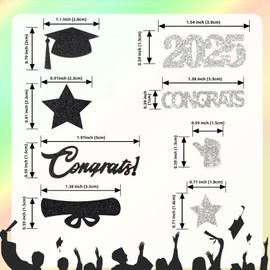 VHUWE Congrats Grad Graduation Confetti 2025, 0.7 oz Black Silver Paper Confetti for Graduation Decorations Class of 2025, 2025 Graduation Party Table Centerpiece Decorations | Black Silver