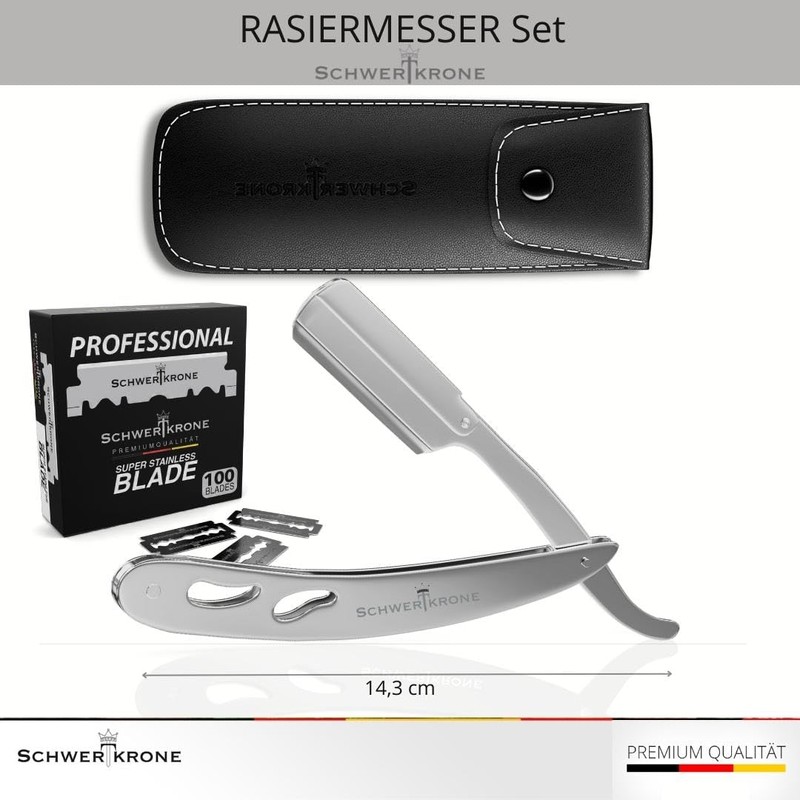 Schwertkrone Razor, Stainless Steel + 100 Half Derby Interchangeable Blades