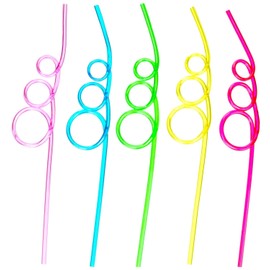 Crazy Loop Drinking Straws (10.5") Coloful Plastic Loopy Party Straws for Party Favors for Kids, Supplies for Birthday, Wedding, Baby Shower (24 Pack)