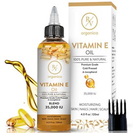 RV Organica 100% Pure Vitamin E Oil 35000 IU | Premium Grade Cold|Pressed and Tocopherol | for Skin Face Body Hair & Nail moisturiser 120ML