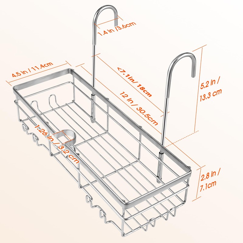 DELLAN Hanging Shower Caddy, Shower Rack with Hooks for Shower