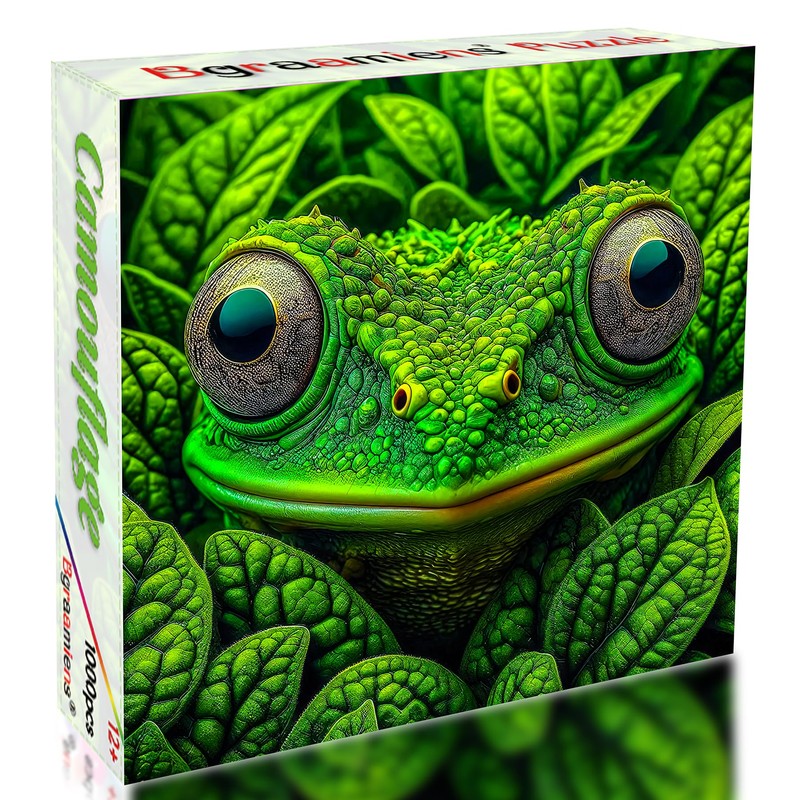 Bgraamiens 1000 Piece Frog Camouflage Wild Animal Puzzle, Expert Level,