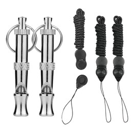 HONGECB Professional Dog Whistle, Pack of 2 Stainless Steel High Frequency Whistle, Adjustable Pitch with Frequency Lock, Effective Dog Training, Basic Commands and Barking Stop, 3 Lanyards