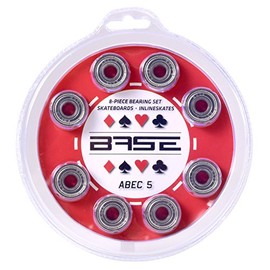 BASE - ABEC 5 Ball Bearings Including Blister Packaging, Easy Assembly, ABEC 5, Ball Bearings for Inline Skates and Rollerblades, Standard Ball Bearings 608Zz, Red