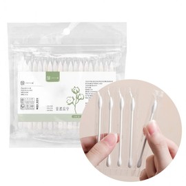 Premium 100-Count Individually Wrapped Paper Cotton Swabs - Pure Cotton, Double-Sided (Pointed & Rounded), Sterilized CH28004 6ea