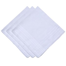DEVENTORZ Men's Women's Bridal Handkerchief, For Weddings, White, Large, Ceremonial Occasions, Thin, Plain, Cotton, Set of 3, white