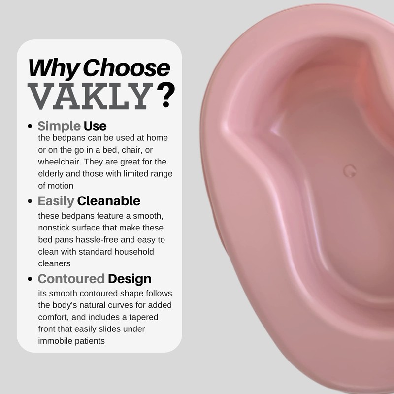Vakly Bedpan - Smooth Contoured Stackable - Easy to Clean