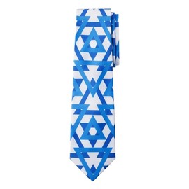 Jacob Alexander Israel Country Flag Colors Men's Necktie - Star of David Pattern Design - Two-Tone Light Blue