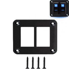 Switch Panel, 2 Gang Rocker Toggle Switch Aluminum Housing Bracket for Car Truck Marine Boat RV Vehicle, Waterproof Panel