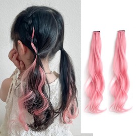 XUZOO 2-piece Set Curly Hair Extensions Color Curly Hair Extension Hair Extension Hair Wigs for Kids Partial Wigs Point Wigs Clip Type Easy Extensions Hair Ornaments Hair Accessories Dance Recitals