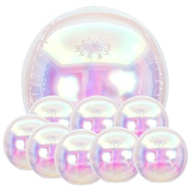 9 Pieces 12 inch Iridescent Balloons Holographic Balloons Concert Decoration Clear Balloons - Sparkling Balloons for Rainbow Balloons Iridescent Party Decorations