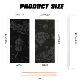 Belligern 24 Pcs Scratch Art,Scratch Art Scratching Acratch Art for Adults Creative Rainbow Scratch Notes Suitable for Adults and Children with 3 Scratching Pens