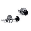 Black Round CZ Stud Earrings - 925 Sterling Silver -