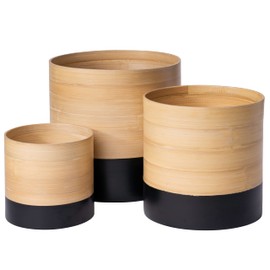 HABITAS Plant Pots for Indoor Plants - Modern Planter Style Made from Bamboo. Includes Large (10 inch Plant Pot), Medium (8") and Small (6") Planters for Indoor Plants. No More Plastic Flower Pots.