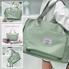 Large Capacity Travel Bag, Foldable Travel Bag, Expandable Travel Duffel Bag, Collapsible Waterproof Large Capacity Travel Handbag, Overnight Bag for Women and Man (Light Green)