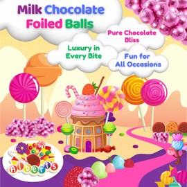 Albert's Candy Milk Chocolate Foiled Balls, 40 oz Bag, Party and Wedding Candy, Peanut-Free & Tree Nut-Free (Full Size, Pink)