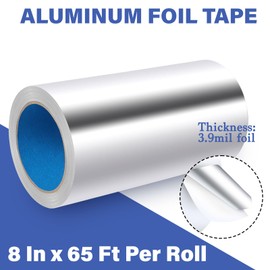 KIWIHUB Aluminum Foil Tape, 8 inch x 65ft(3.9Mil), Heavy Duty HVAC Tape, Insulation Adhesive Metal Tapes for Ductwork, Dryer Vents Pipe, Sealing and Repairing