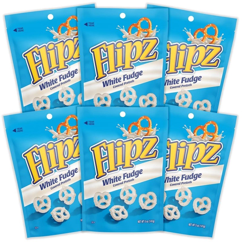 Flipz White Fudge Covered Pretzel, 5 Ounce (Pack of 6)