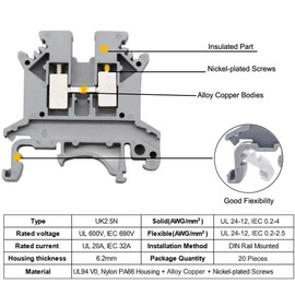 KiKiHong DIN Rail Terminal Block, Through Terminal UK 2.5 Terminal Block Kit