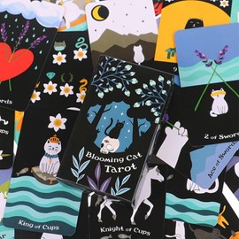 Blooming Cat Tarot with 12 Constellation Cards, Cat Tarot Deck, Cat Lover Gift, Cute Tarot Deck, 4.13"*2.36"(105mm*60mm)