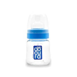 DOCURA - Mamila Para Bebé De 5 oz/150ml Con Boca Ancha, Biberón Con Flujo Lento De Silicón Líquido, Anti cólicos, Libre de BPA, Azul