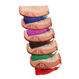 Gatuida Auspicious Clouds Sculptural Wooden Combs Set of 5 Tassels Medium Size Hair Accessories for Women Natural Detangling and Styling