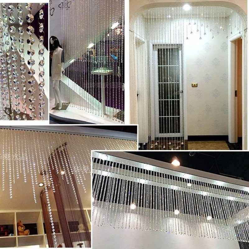 10pcs Octagonal Bead Curtain Crystal Pearl Noren Decoration DIY Door/Entryway/Window/Wedding/Party(10x1M,